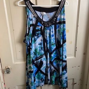 Avenue tunic or swing top.  Beaded Neckline